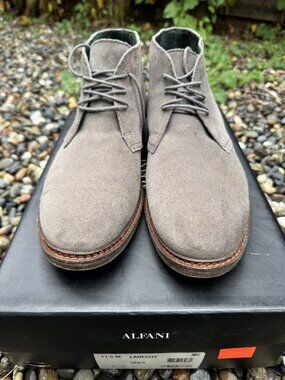Alfani Lane WPL Men's 11 .5 Gray Suede Leather Chukka Boots Lace Up Shoes w/Box